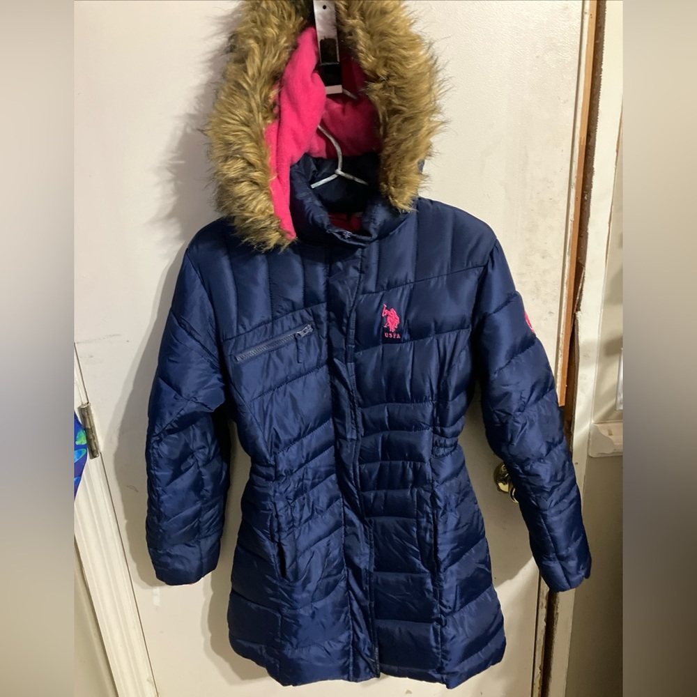 USPA blue and pink coat
